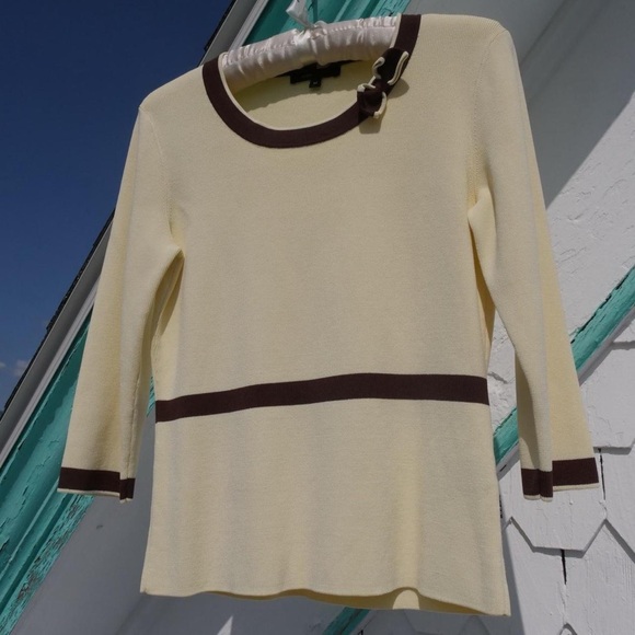 Sweet y2k BCBG Maxazria butter cream and brown‎ top - Picture 1 of 7